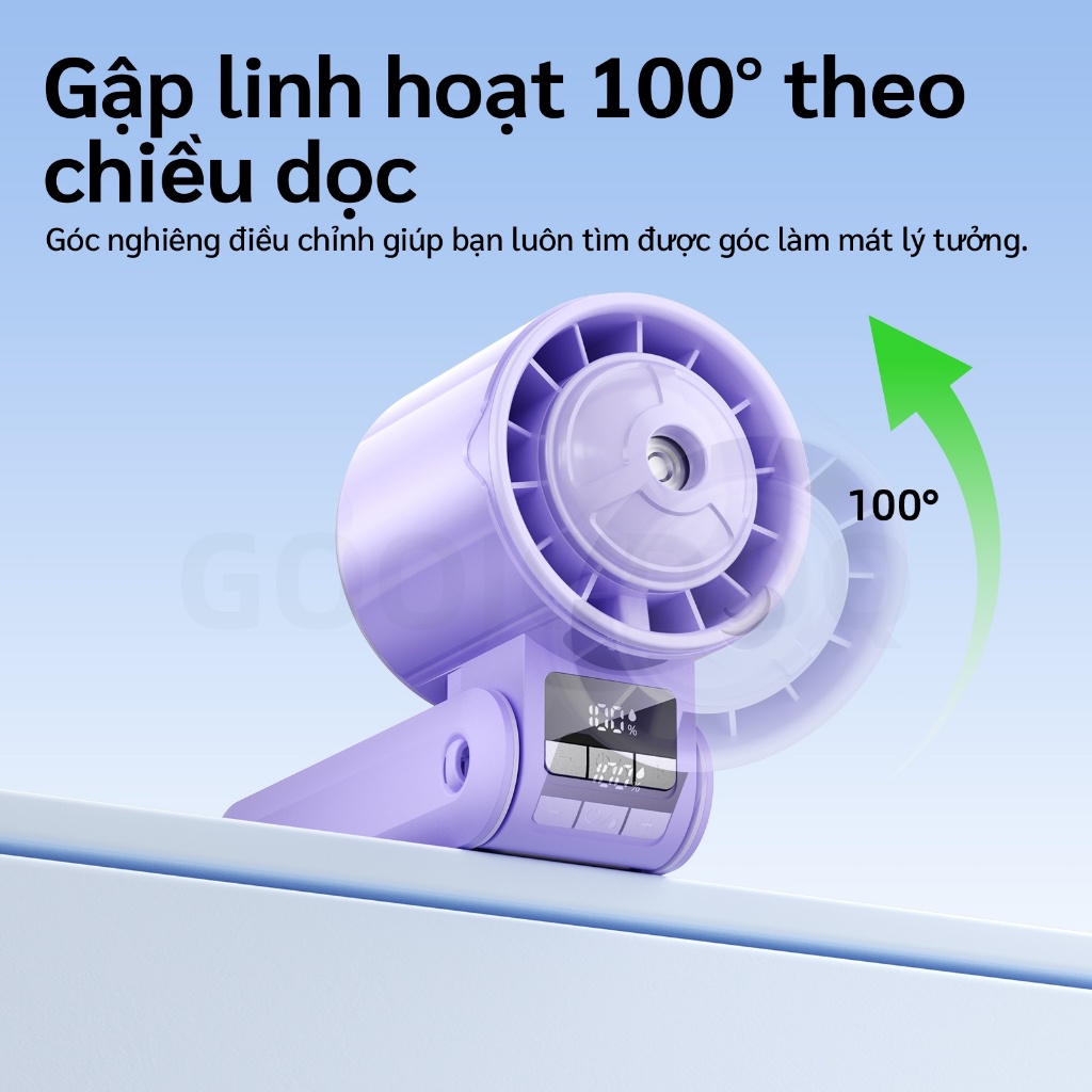 GOOJODOQ GFS023 Tốc Độ Cao ​​Quạt có chức năng phun tạo độ ẩm, 3600mAh, 100° Điều chỉnh đầu quạt, luồng không khí mạnh mẽ 8,6m / s | BigBuy360 - bigbuy360.vn