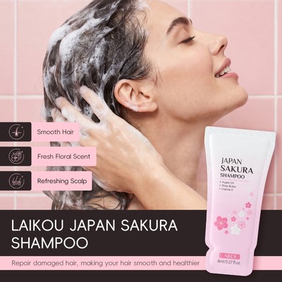 Dầu gội LAIKOU Japan Sakura – với dầu Argan & bơ hạt mỡ – Dành cho tóc mịn màng, da đầu sảng khoái, mọi loại tóc
