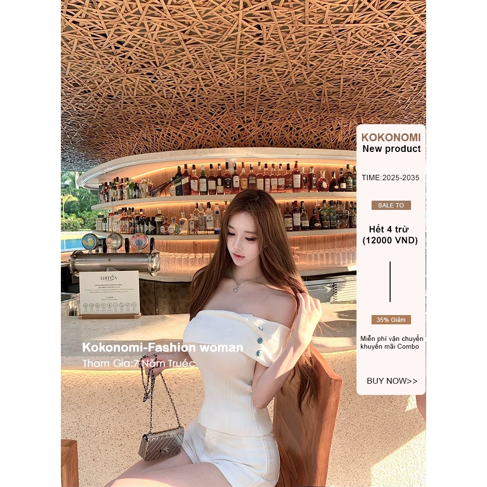 KOKONOMI Áo không tay sọc trắng