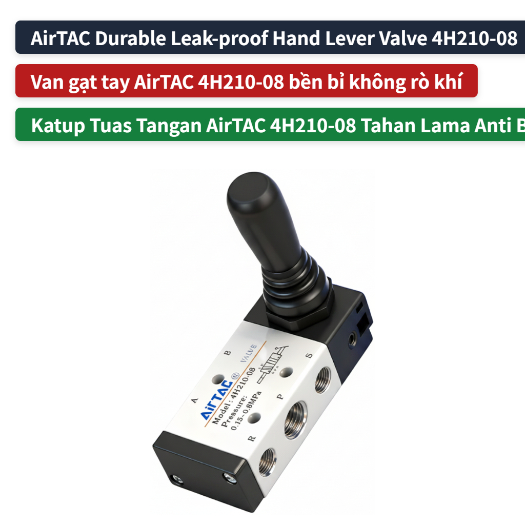 4H Series Pneumatic Hand Lever Valve 5/2 Way Manual Directional Control Valve Manual Reset