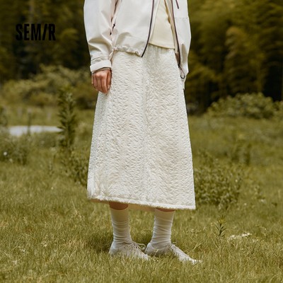 Váy dài nữ mùa đông Semir, thiết kế quilted co giãn, dây rút eo chữ A, giữ ấm tốt.