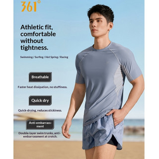 Áo bơi nam 361 độ màu đen Áo bơi phong cách phổ biến