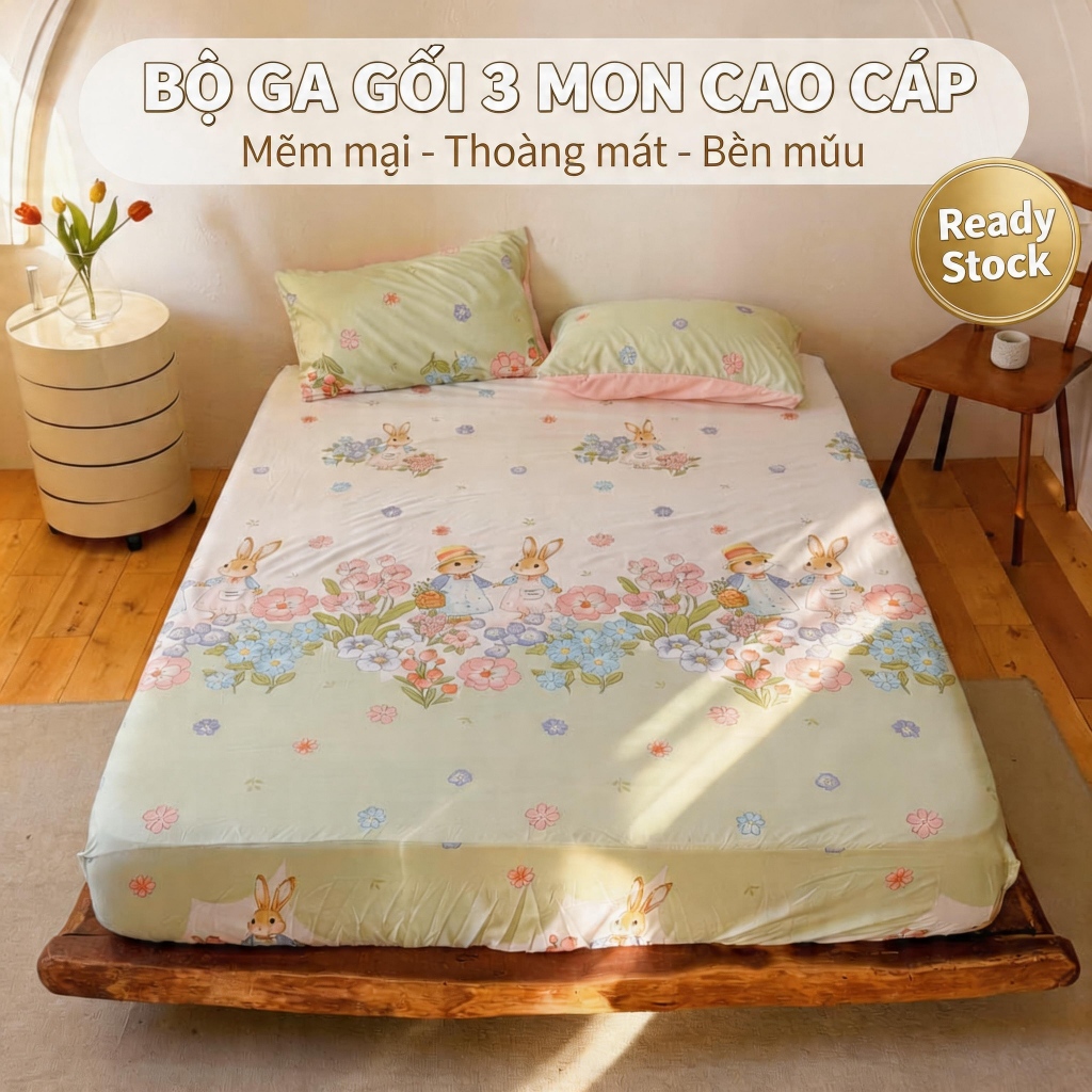 Ga Trải Giường 1m6x2m/1m8x2m Sẵn Hàng - Ga Chun Lẻ 2 Vỏ Gối Cotton, Ga Bọc Nệm Chống Nhăn Cao Cấp