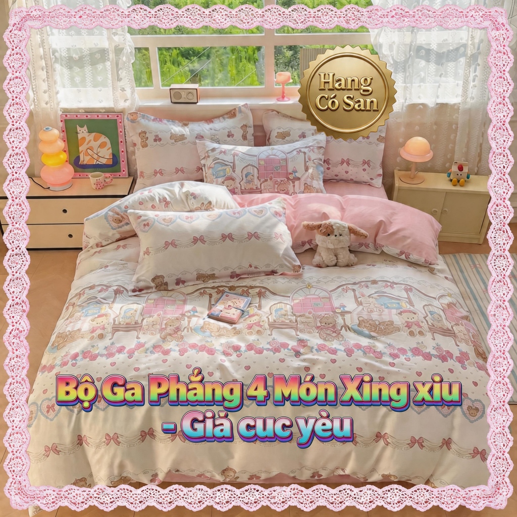 [Hỏa Tốc] Bộ Ga Phẳng 4 Món Cao Cấp - Ga Giường 1m5/1m8/2m Có Sẵn Nhiều Mẫu Mã
