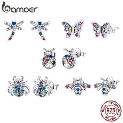 (1 Cặp) Bông Tai Bạc Bamoer 925 Dòng Côn Trùng Đầy Màu Sắc 5 Loại Quà Tặng Trang Sức Thời Trang Cho Nữ Bse559