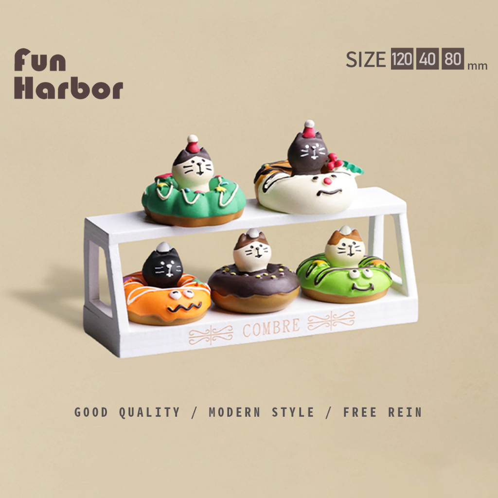 Mèo donut🍩Búp bê nhựa mèo Quà tặng cho người yêu mèo Mô hình donut mini Nhật dễ thương Trang trí nhà