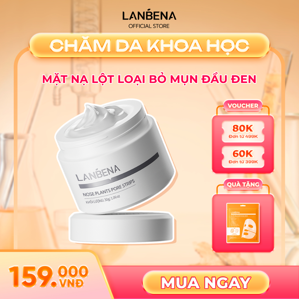 LANBENA UPGRADE Tre Tẩy Mụn Đầu Đen Dải Mặt Serum Loại Bỏ Mụn Mũi (30g/30ml) - Pore Cleaner Mặt nạ L