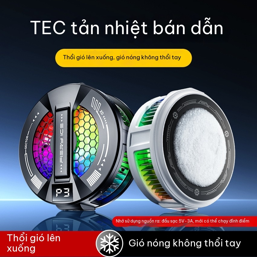 Tản nhiệt làm lạnh bán dẫn nhẹ mỏng|Làm lạnh nhanh, điều chỉnh 3 tốc độ, có thể tắt đèn|Điện thoại di động / Máy tính bảng phổ thông|Hiệu ứng chiếu sáng RGB | BigBuy360 - bigbuy360.vn