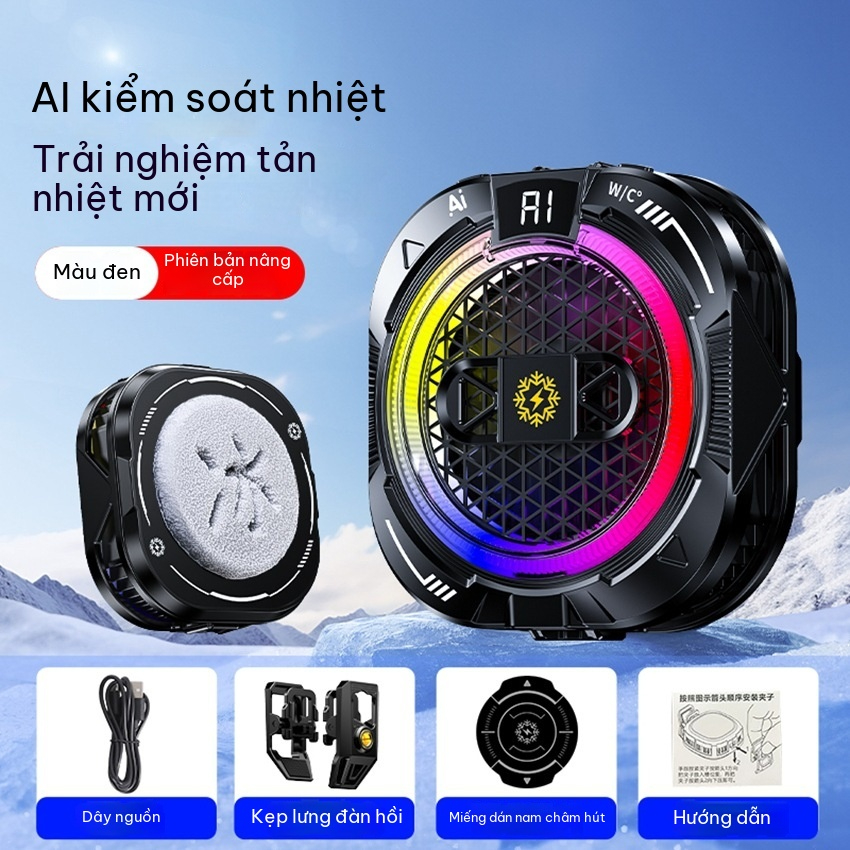 Tản nhiệt làm lạnh bán dẫn nhẹ mỏng|Làm lạnh nhanh, điều chỉnh 3 tốc độ, có thể tắt đèn|Điện thoại di động / Máy tính bảng phổ thông|Hiệu ứng chiếu sáng RGB | BigBuy360 - bigbuy360.vn