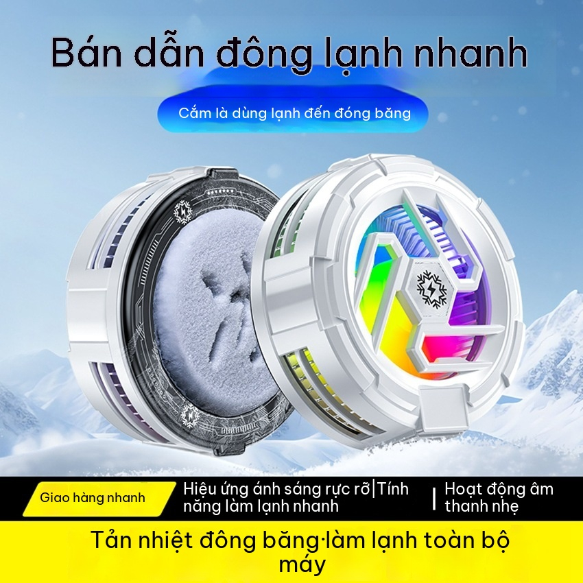 Tản nhiệt làm lạnh bán dẫn nhẹ mỏng|Làm lạnh nhanh, điều chỉnh 3 tốc độ, có thể tắt đèn|Điện thoại di động / Máy tính bảng phổ thông|Hiệu ứng chiếu sáng RGB | BigBuy360 - bigbuy360.vn