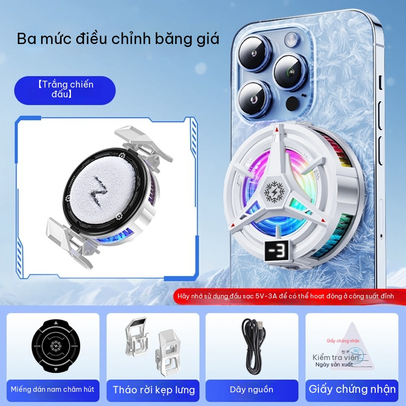 Tản nhiệt làm lạnh bán dẫn nhẹ mỏng|Làm lạnh nhanh, điều chỉnh 3 tốc độ, có thể tắt đèn|Điện thoại di động / Máy tính bảng phổ thông|Hiệu ứng chiếu sáng RGB | BigBuy360 - bigbuy360.vn