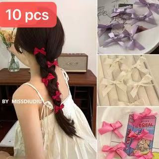 [10 Cái] Kẹp Tóc Nơ Phù Hợp Với Phong Cách Ba Lê Kẹp Tóc Nhỏ Màu Hồng Nổ Kẹp Tóc Bím Tóc Thời Trang