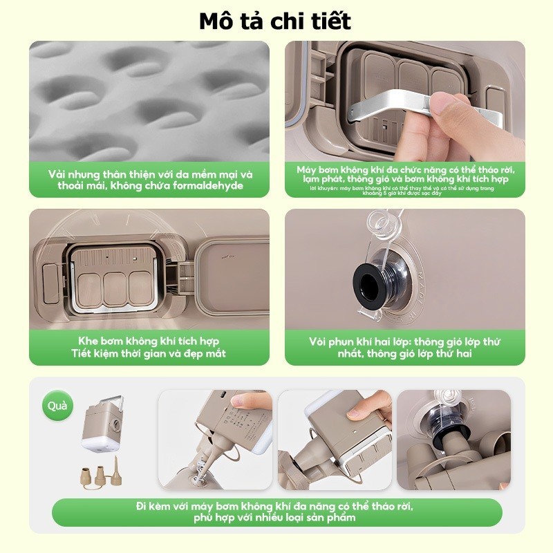 MODOFO Giường Hơi Tích Hợp Bơm Điện Tự Động, Chống Nước, Dùng Cắm Trại/Văn Phòng | BigBuy360 - bigbuy360.vn