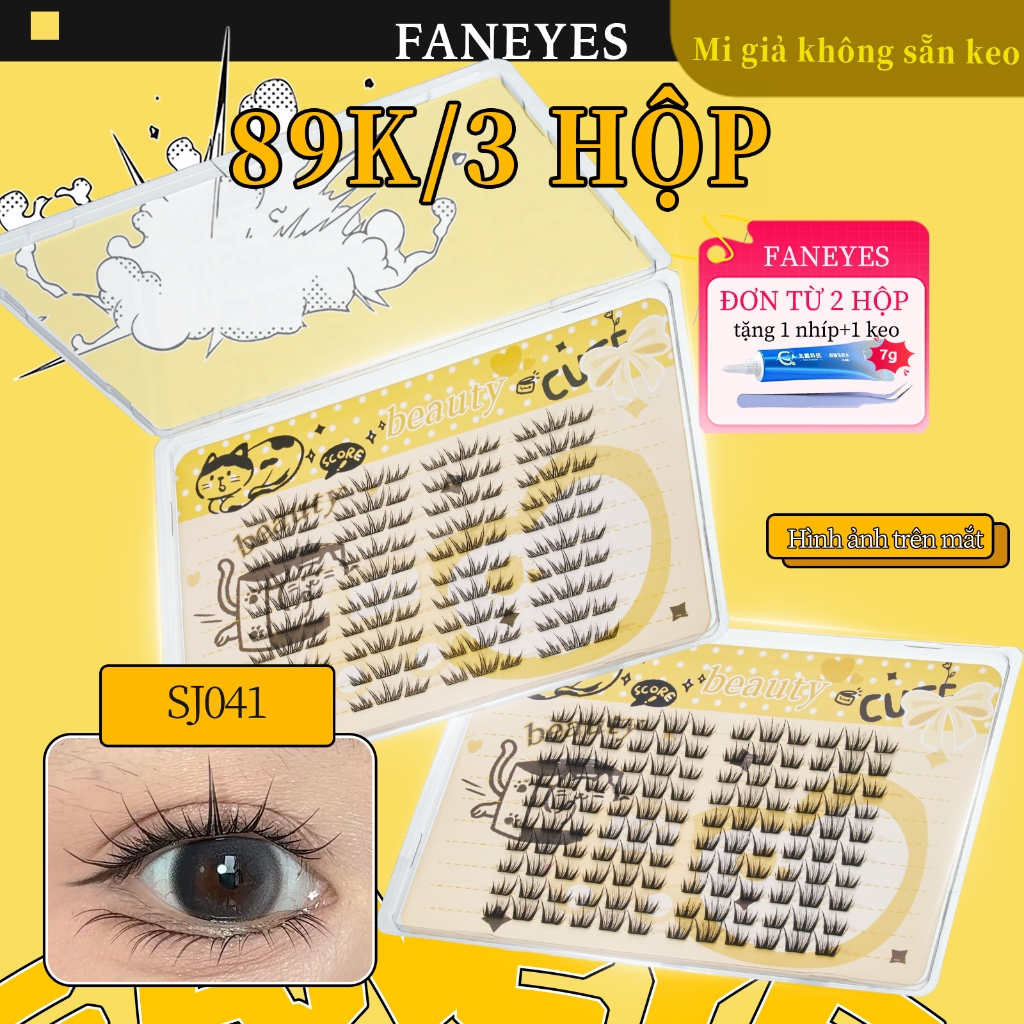 FANEYES Mi giả dung lượng lớn nhiều kiểu dán cong tự nhiên dài mảnh cần keo dán an toàn đáng tin cậy