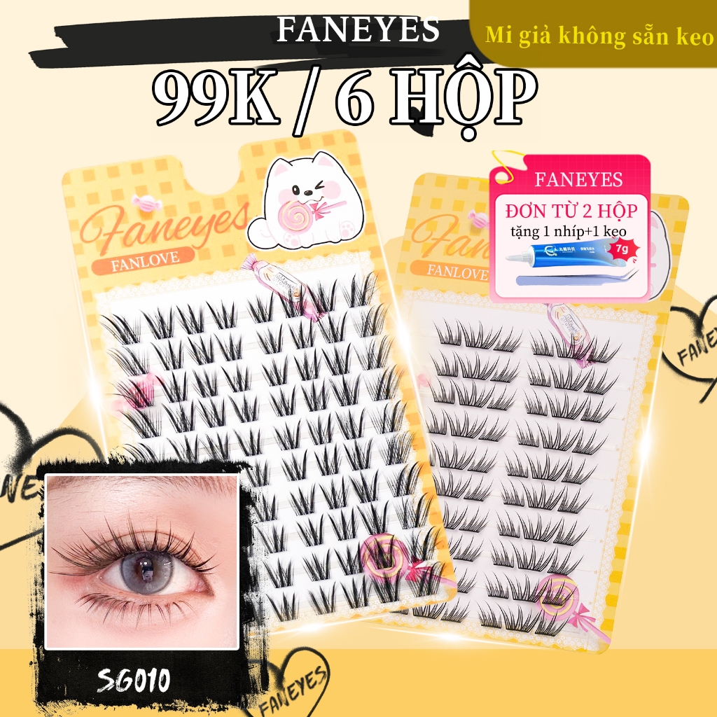FANEYES Mi giả không sẵn keo Mi giả giả da nhẹ mềm không cảm giác giữ nếp bền vững cần thiết cho đi 