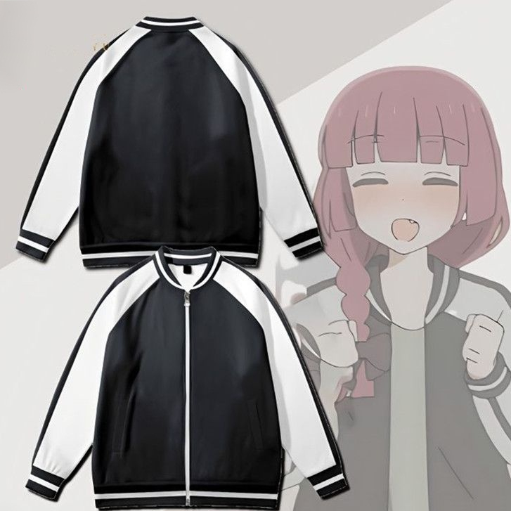 Anime BOCCHI THE ROCK Đen Jackals In 3D Mùa Đông Áo Bóng Chày Đứng Cổ Áo Khoác Nam Nữ Hip Hop Dây Ké