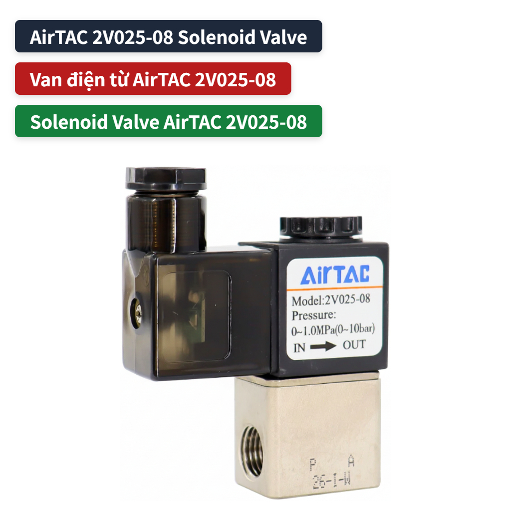 2V025 Series 2/2 Way Solenoid Valve Normally Closed Pneumatic Valve Water Air Universal 06/08 Port