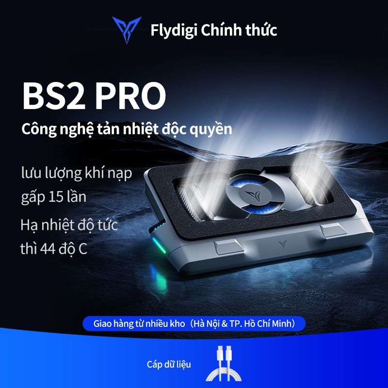 BH 12 tháng, Flydigi Tản nhiệt BS2 Pro,Gió gấp 15, biến tần 2.0, 3 lớp chống ồn, lưới tháo được.