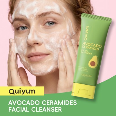 Sữa rửa mặt QUIYUM Bơ Ceramides 100g để dưỡng ẩm nhẹ nhàng không nhỏ giọt Tất cả các loại da với phức hợp Ceramide 5X & Axit Hyaluronic