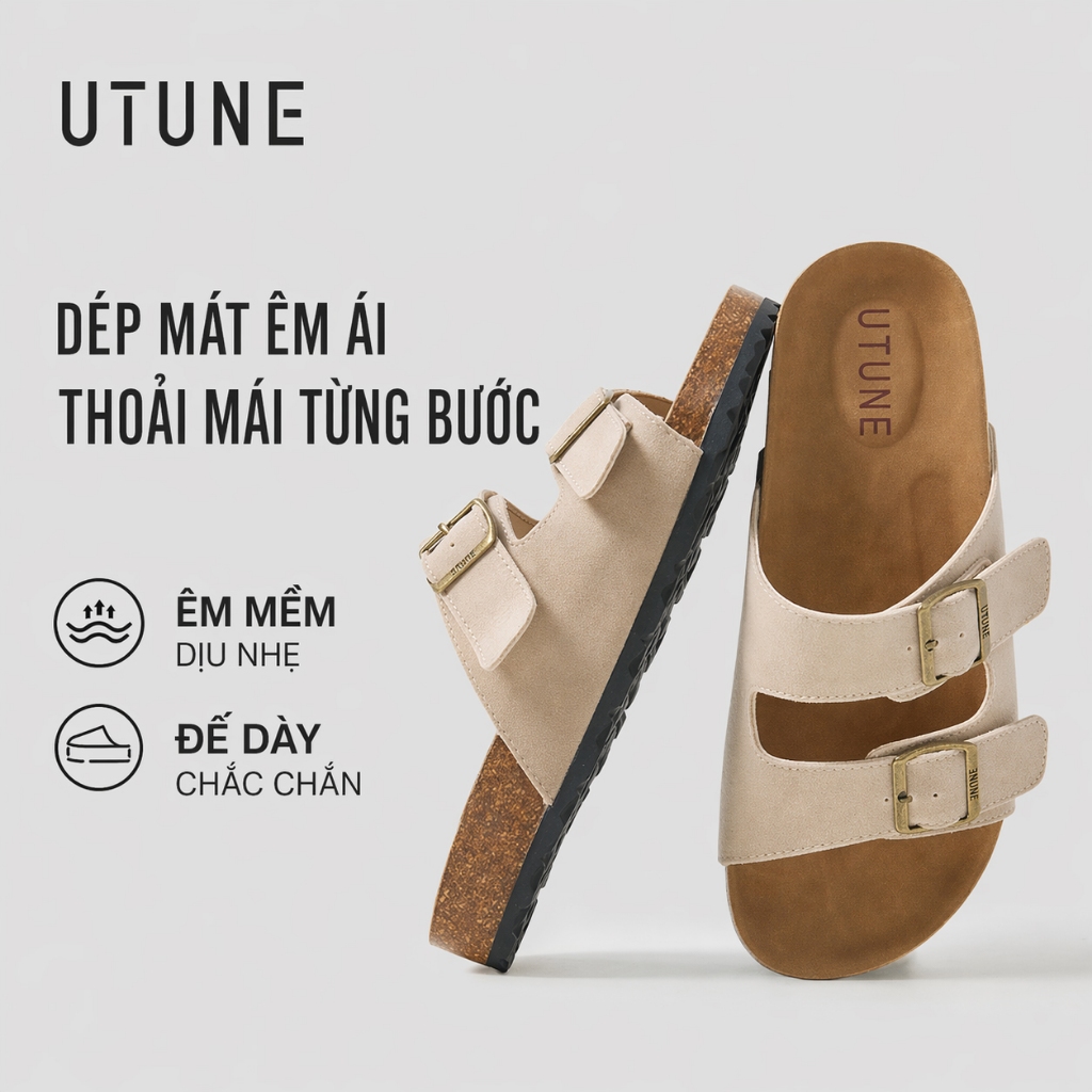 Utune Nữ Thoáng Khí Đôi Dây Sandal Nhẹ Mùa Hè Thoải Mái Vòm Hỗ Trợ Ngoài Trời Giày Thường Ngày Sử Dụ