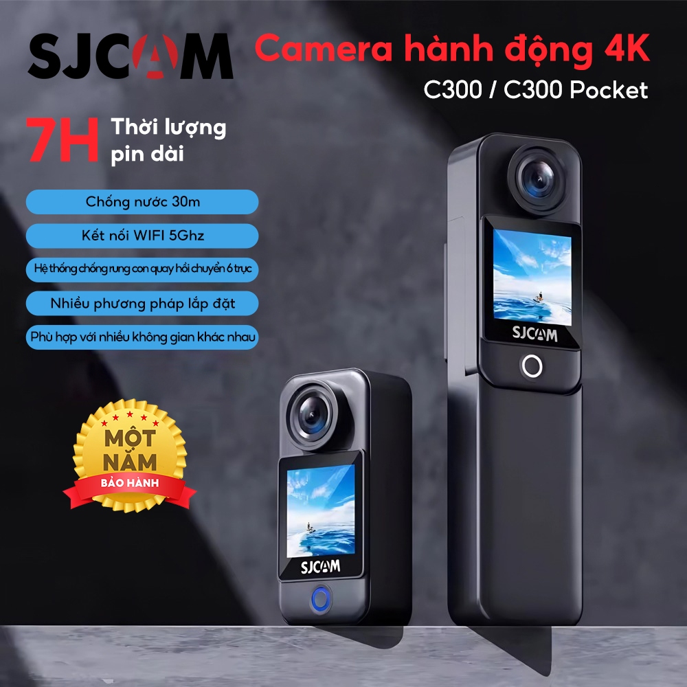 SJCAM C300/C300 Pocket Camera Hành Động 4K/30FPS Màn Hình Kép Chống Nước WiFi Camera Thể Thao Quay V