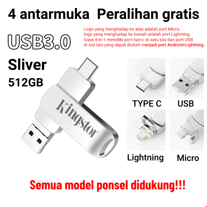 Ổ đĩa Flash IOS dung lượng lớn an toàn 4 trong 1 Kingston USB 3.0 U Disk OTG Pen Drive tốc độ cao lo