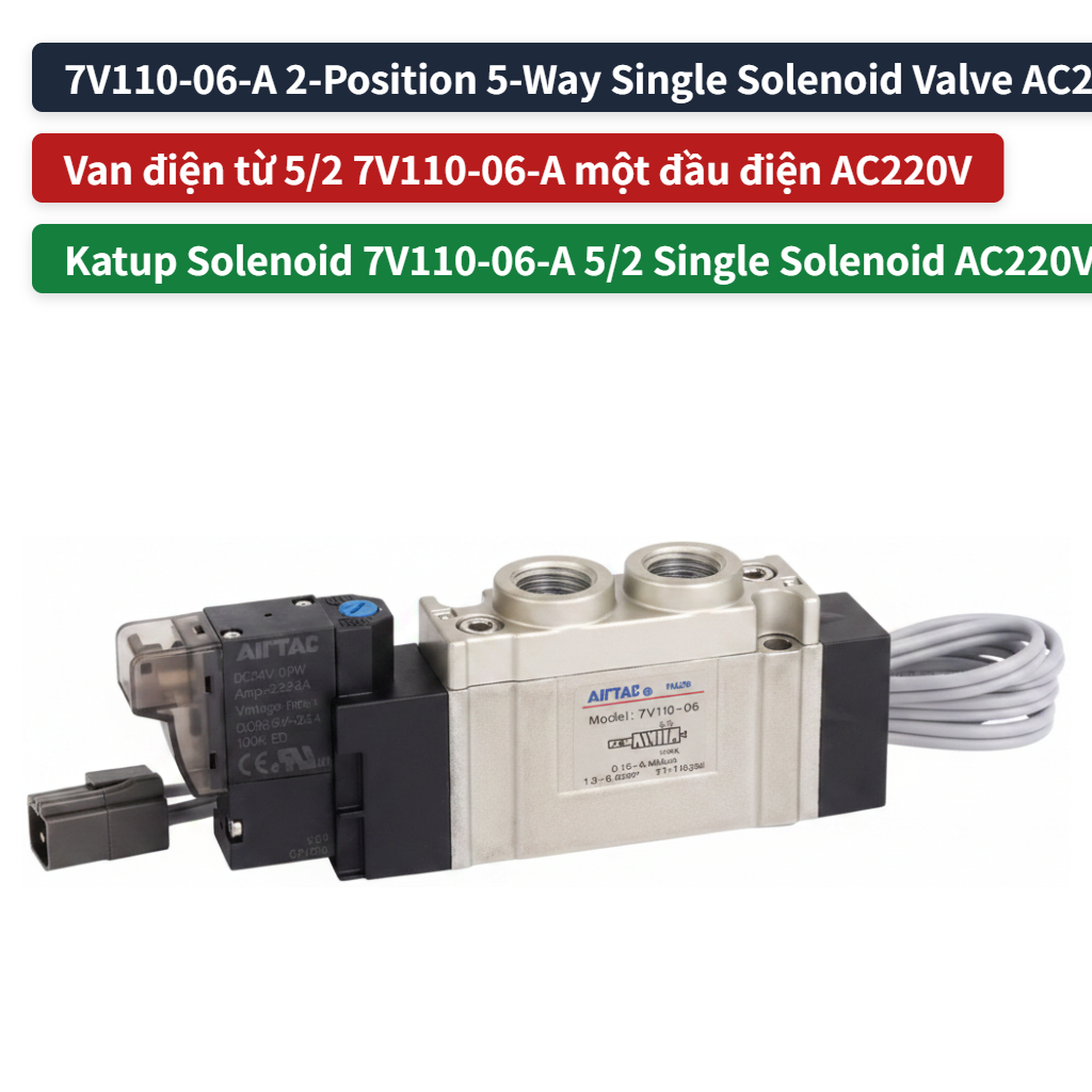 7V110 7V120 Series Hai Vị Trí Van Điện Từ Năm Chiều Điều Khiển Điện Đơn Điều Khiển Kép Van Đảo Chiều
