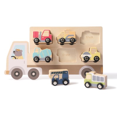 Xe ghép hình bằng gỗ 2 trong 1 khối cho bé trai bé gái Montessori Học tập sớm Đồ chơi xếp hình giáo dục Hình dạng màu Đồ chơi nhận thức
