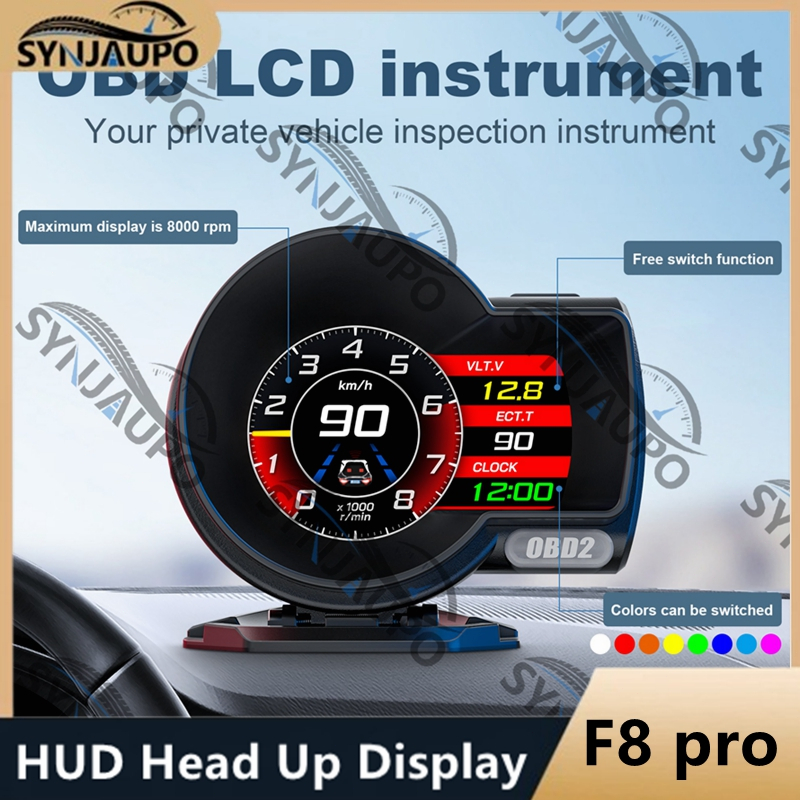 F8 Pro Obd2 + GPS Đồng hồ đo tự động Obd2 với Nga Ả Rập Thái Tây Ban Nha Đầu ô tô Hiển thị Hud Obd2