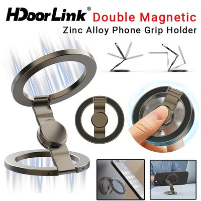 HdoorLink Giá đỡ nhẫn điện thoại di động từ tính đôi có đầu ngón tay Con quay hồi chuyển hợp kim kẽm Giá đỡ điện thoại gắn trên ô tô