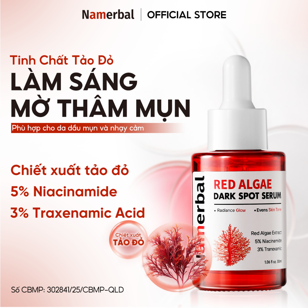 [LIVE] Serum Tảo Đỏ Namerbal Giúp Làm Sáng Da Và Làm Mờ Sẹo Mụn Astaxanthin + Niacinamide 5% + Axit 