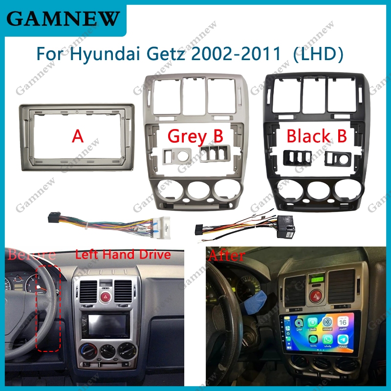 Bộ chuyển đổi Fascia khung ô tô 9 Inch cho 2004-2006 HYUNDAI GETZ (9INCH, LHD) (9INCH, LHD, Bạc) (9I