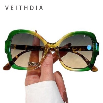 Kính mát thời trang VEITHDIA cho nữ với khung lớn gradient, bảo vệ mắt UV400 - S26001