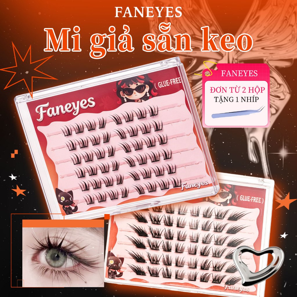 FANEYES Mi giả sẵn keo kiểu cánh thiên nhiên đuôi trong suốt Hướng Dương Tiểu Thỏ Rừng và nhiều kiểu