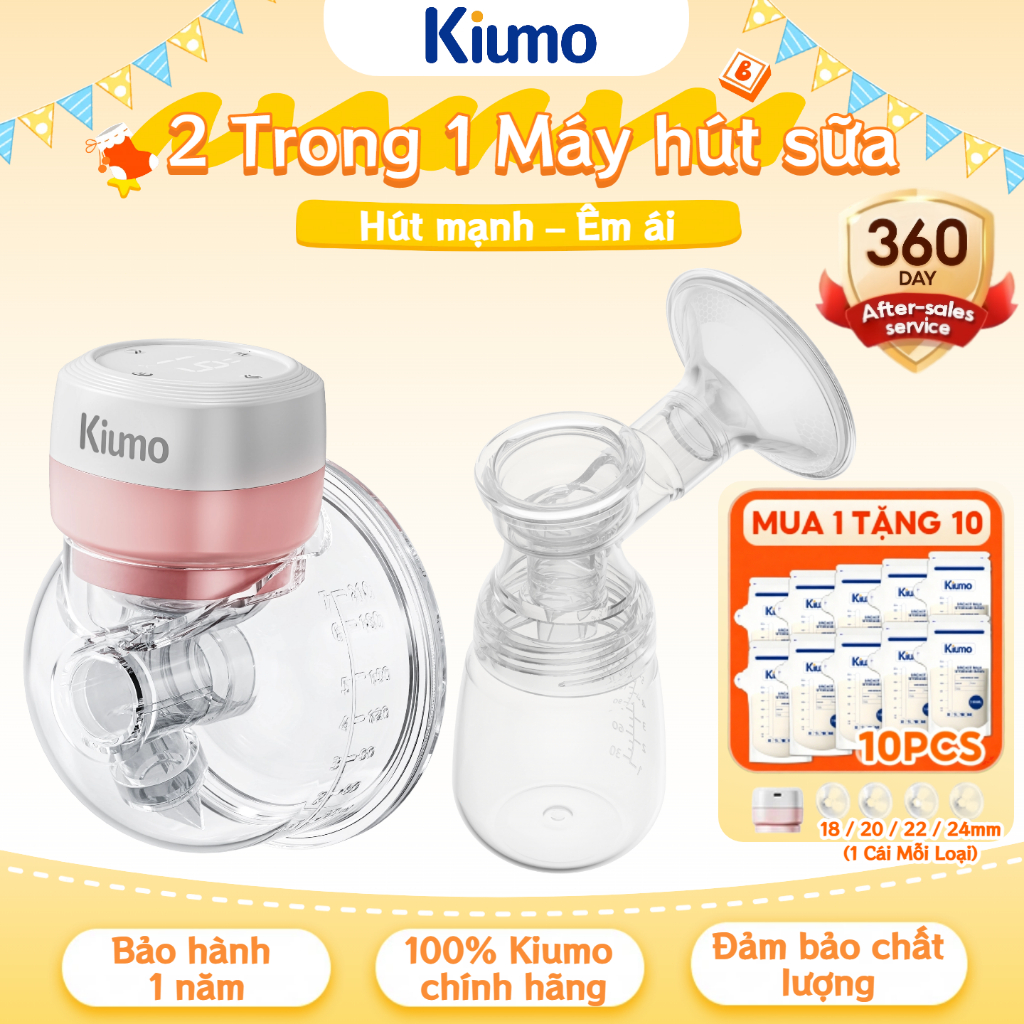 【2-IN-1】Kiumo Đôi Rảnh Tay Máy Hút Sữa Không Dây Máy Hút Sữa Đa Chức Năng Im Lặng Song Phương Máy Hú