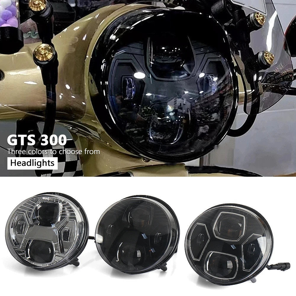 Đèn Pha LED Lắp Ráp Đen Chrome Cho Vespa GTS300 GTS 300 gts300 Xe Máy Đèn Pha Phụ Kiện