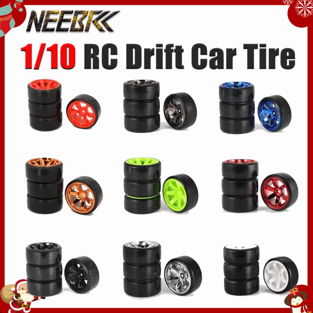 4 Bộ Bánh Xe Lốp 60 Mm Nhựa Cứng Hub Vành Lốp Cho 1 / 10 RC Drift Car Kyosho MST Yokomo 3Racing Tami