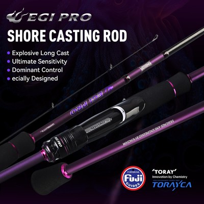 Kingdom Shore Casting Rod - Bộ cần câu spin đa chiều từ 1.95m đến 2.58m, ghế cuộn sợi carbon, Fuji O vòng dẫn hướng 40T