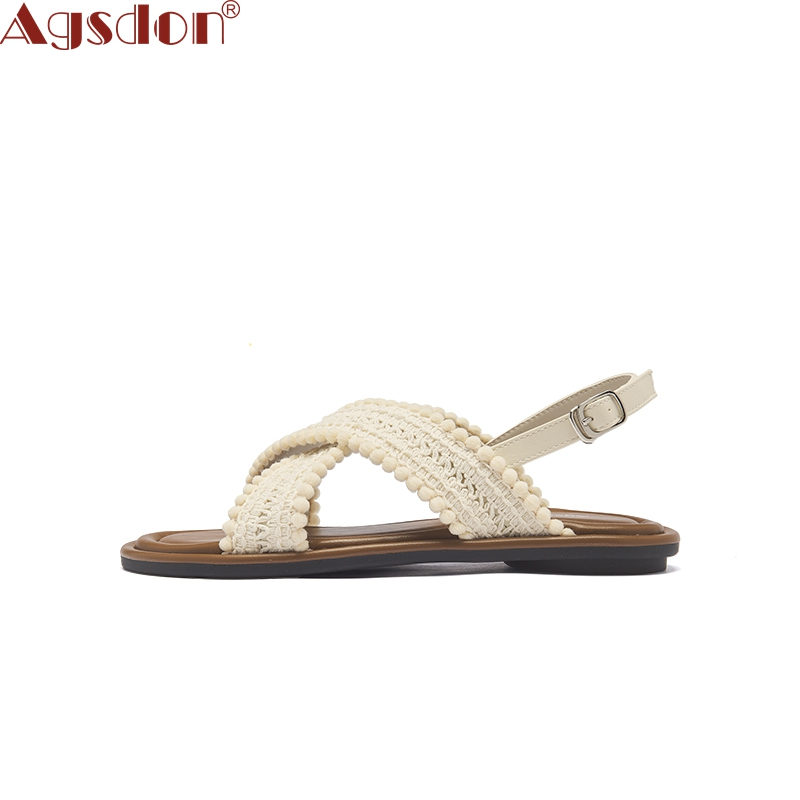 Agsdon Sandal Nữ | Quai Chéo | Mũi Hở | Đế Bằng | Dễ Phối Đồ