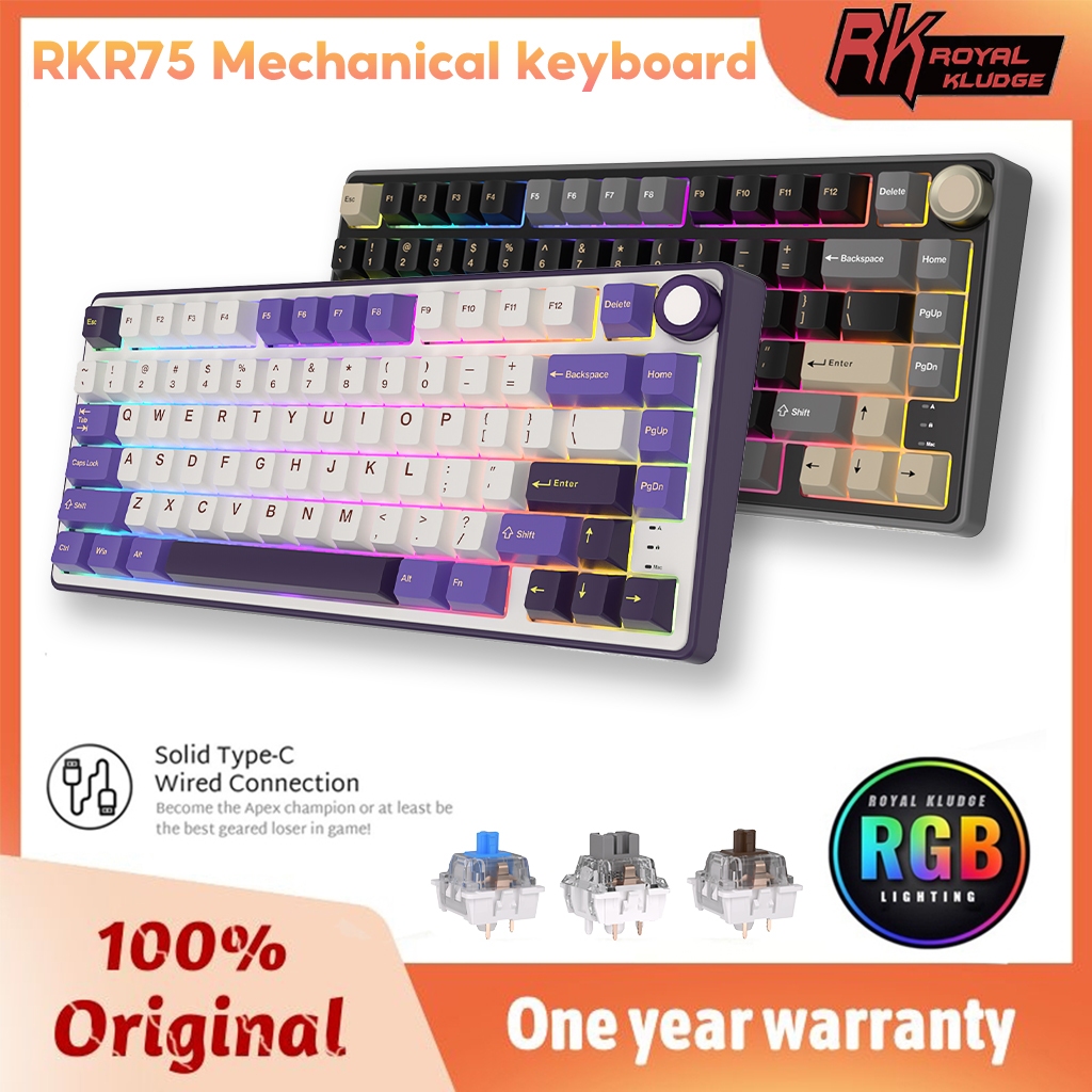 RK Royal Kludge RK R75 Vòng đệm kích thước 80% Bàn phím cơ xoay nóng có dây