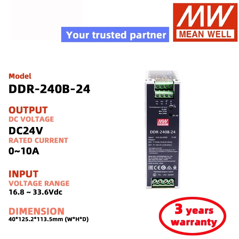MEAN WELL DDR-240B-24 DDR-240B-48 DDR-240C-24 DDR-240D-24 DDR-240C-48 DDR-240D-48 Bộ nguồn chuyển mạ