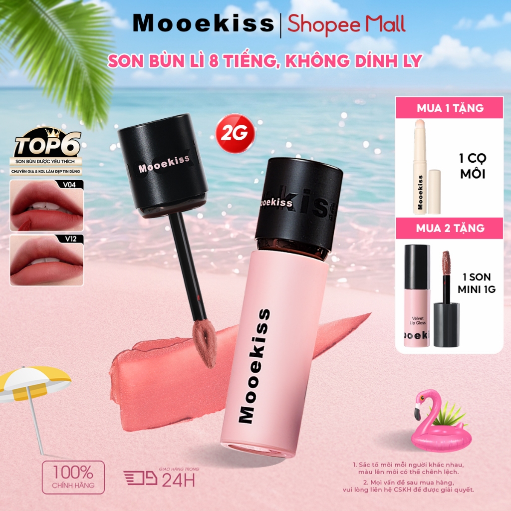 [KOL] Son kem lì Mooekiss Creamy Matte chất son mịn nhẹ môi, lâu trôi không dính cốc, công thức dịu nhẹ dễ sử dụng hằng ngày 2g | BigBuy360 - bigbuy360.vn