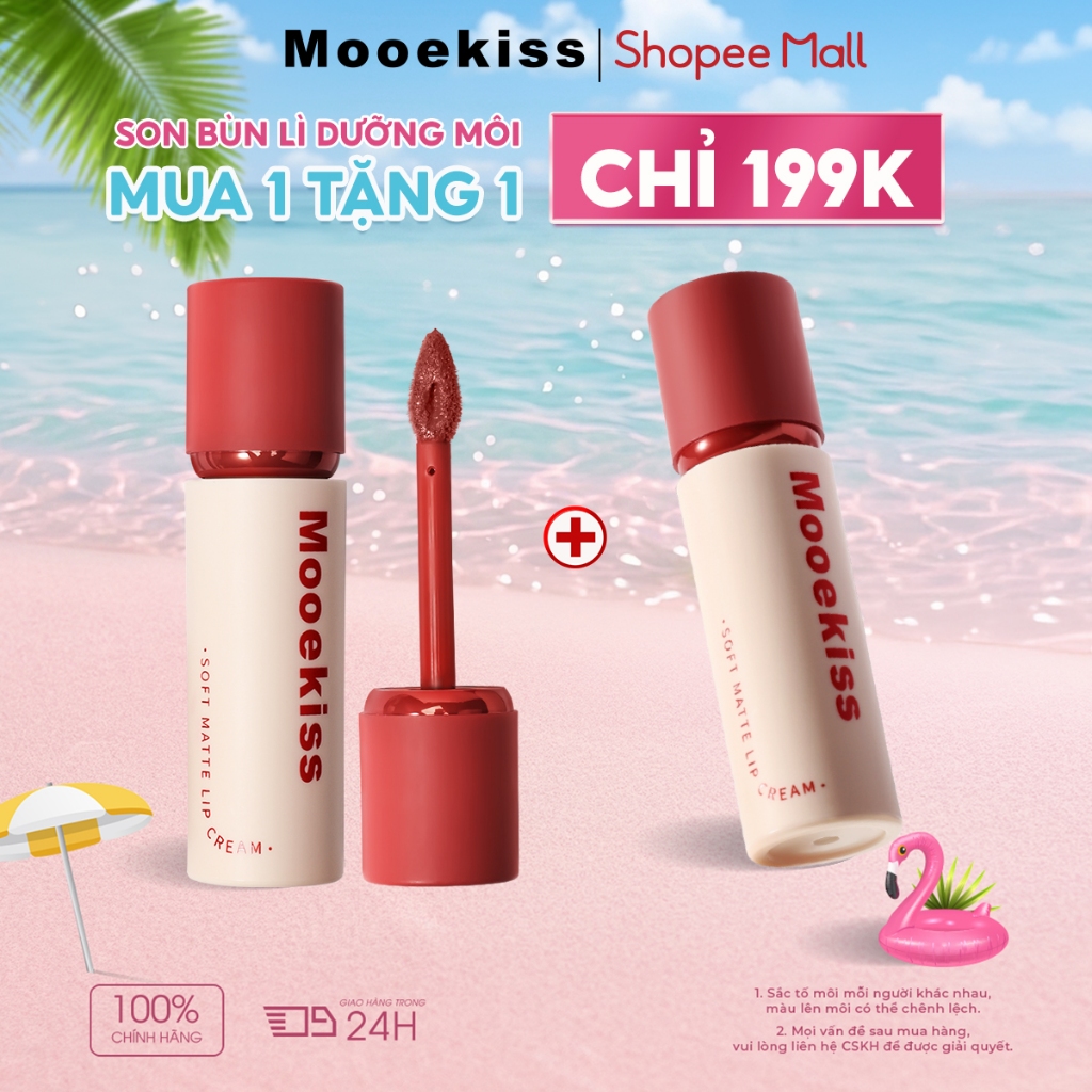 [Live Combo 2] Combo 2 son lì Mooekiss khóa màu, chất son mịn nhẹ môi, bảng 6 màu dễ phối makeup 3gx2 | BigBuy360 - bigbuy360.vn