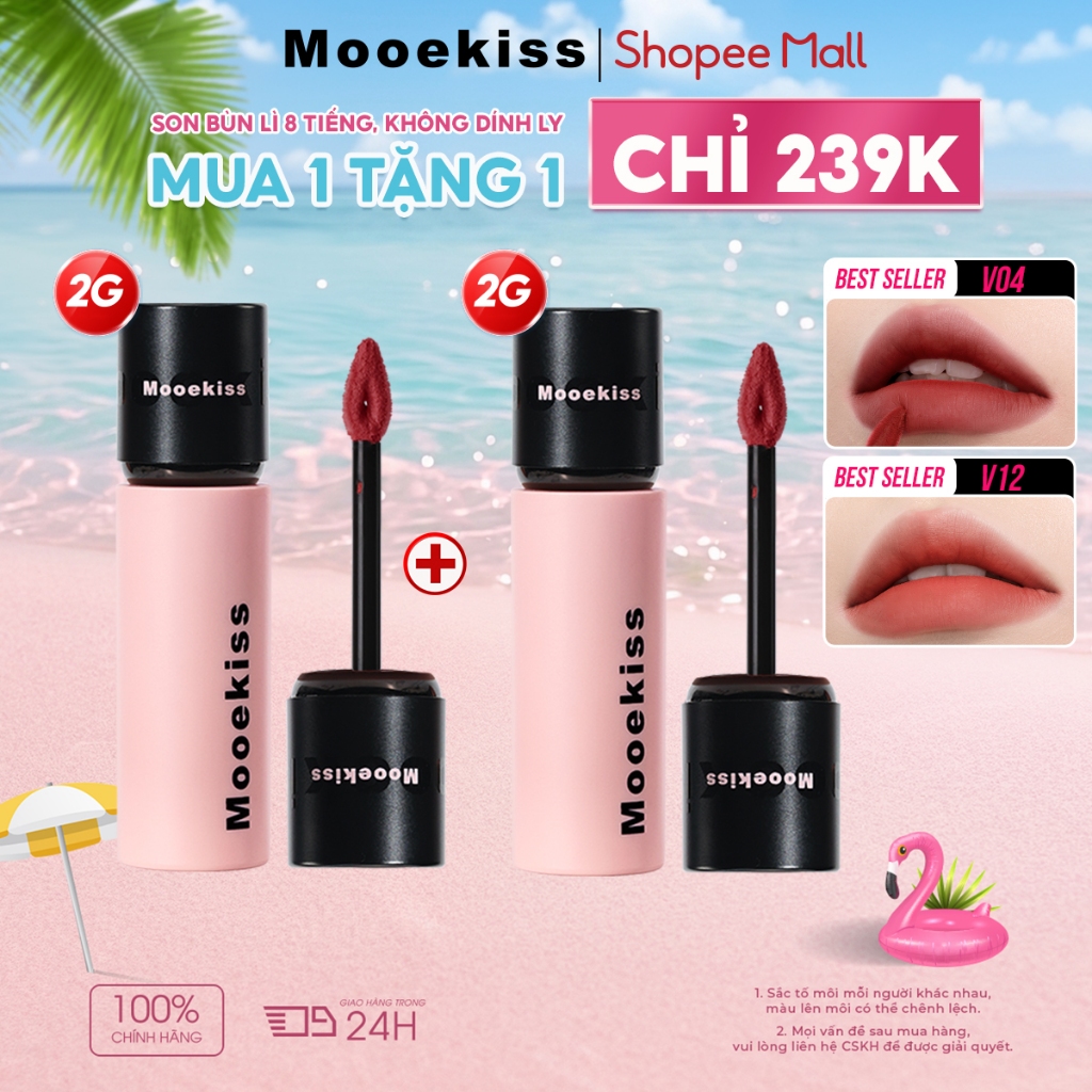 [Live Combo 2x2g] Combo 2 son bùn Mooekiss chất lì mờ mềm mại, hỗ trợ làm đều màu môi và tôn da tự nhiên, thiết kế nhỏ gọn 2gx2 | BigBuy360 - bigbuy360.vn