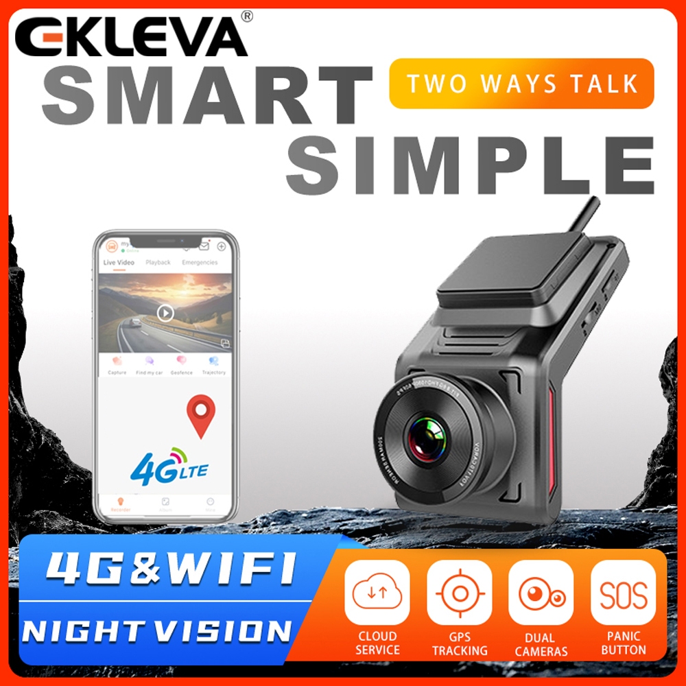EKLEVA 4G Mạng Dash Cam 1080P GPS WiFi Xe DVR 1080P Camera Từ Xa Ứng Dụng Màn Hình Video Registrator