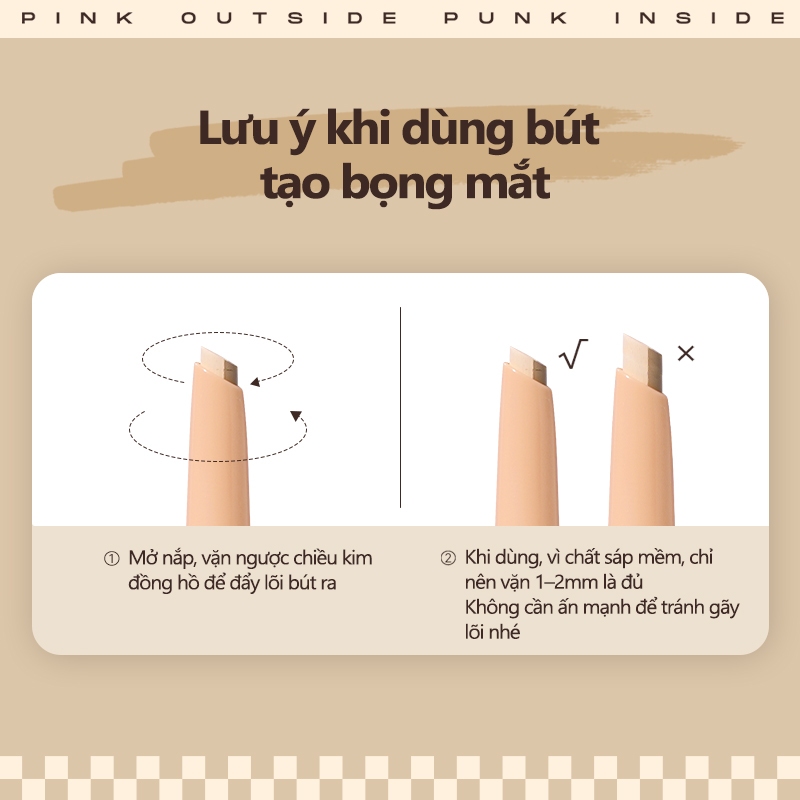 Bút vẽ bọng mắt 2 đầu PinkPunk Dolly Eyes Aegyo Sal Vẽ Đường Viền Và Đánh Sáng Tất Cả Trong Một Chống Thấm Nước Hiệu Ứng 3D Tự Nhiên Dễ Dùng Cho Người Mới Bắt Đầu | BigBuy360 - bigbuy360.vn