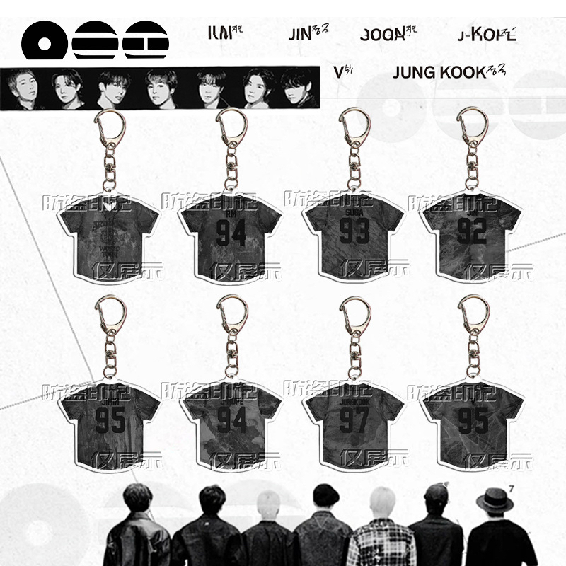 BTS Baseball League Series Móc khóa Mặt dây chuyền Acrylic xung quanh JK V