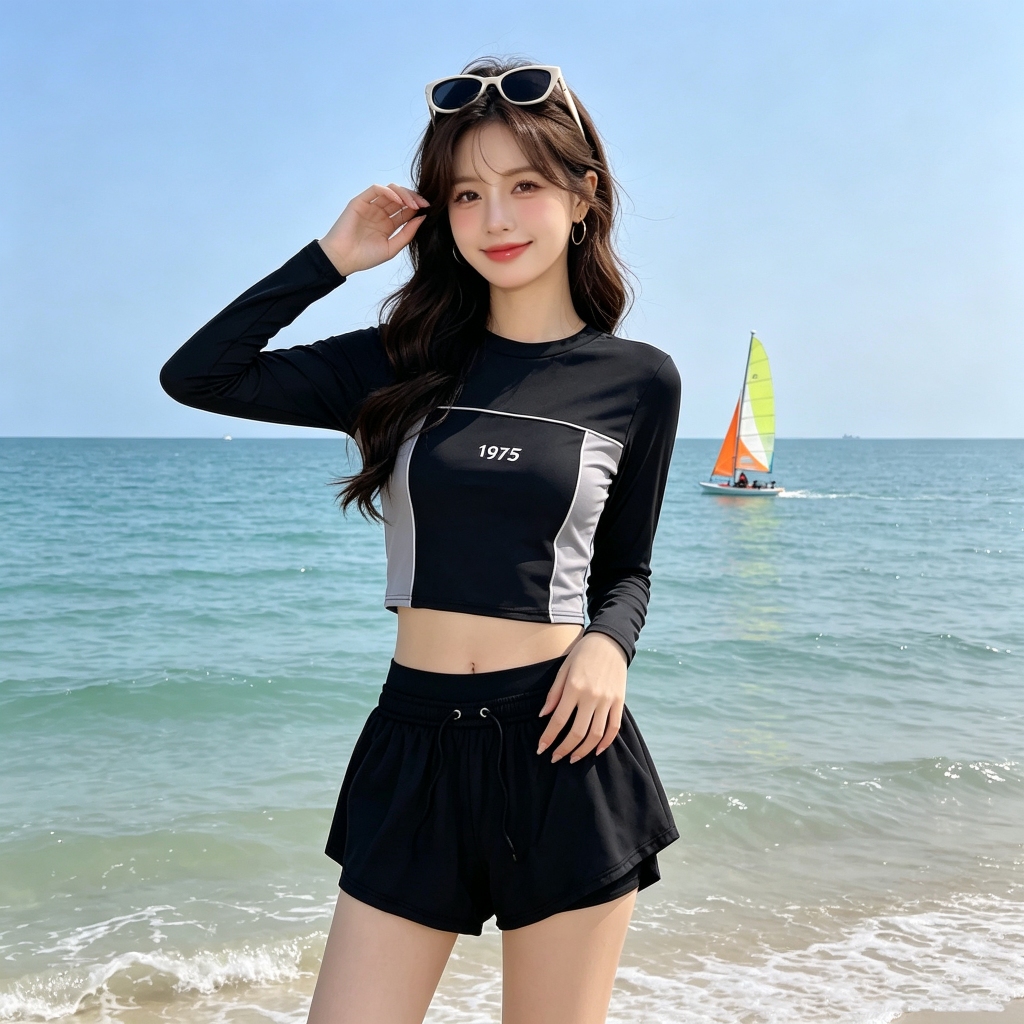 Bộ đồ bơi nữ mới – Hai mảnh, chất liệu chống nắng khô nhanh, màu xanh đen tùy chọn, phong cách Hàn Quốc thời trang – lựa chọn hàng đầu cho nữ đi biển và hồ bơi. | BigBuy360 - bigbuy360.vn