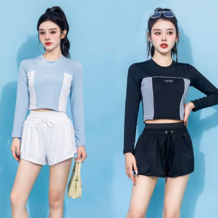 Bộ đồ bơi nữ mới – Hai mảnh, chất liệu chống nắng khô nhanh, màu xanh đen tùy chọn, phong cách Hàn Quốc thời trang – lựa chọn hàng đầu cho nữ đi biển và hồ bơi. | BigBuy360 - bigbuy360.vn