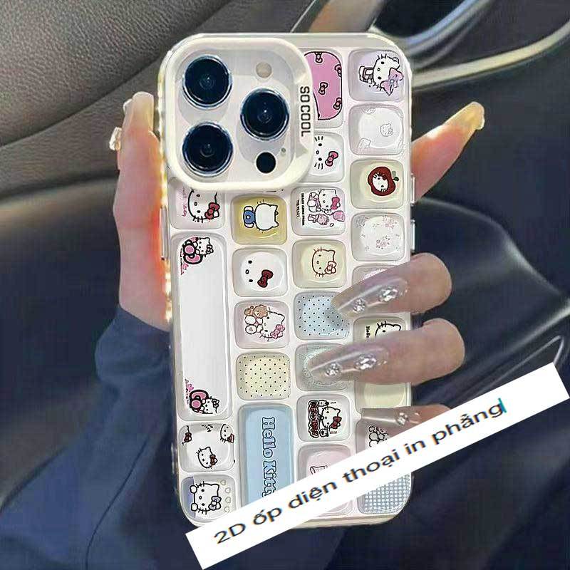 2D| Ốp Lưng Cho OPPO Reno 6 7z 8z 8 10 Pro 11 12 13 14 Bàn phím không khí KT Cat Design In lỗ lớn Vỏ